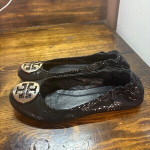 Tory‎ Burch Reva Black Flats Size 8